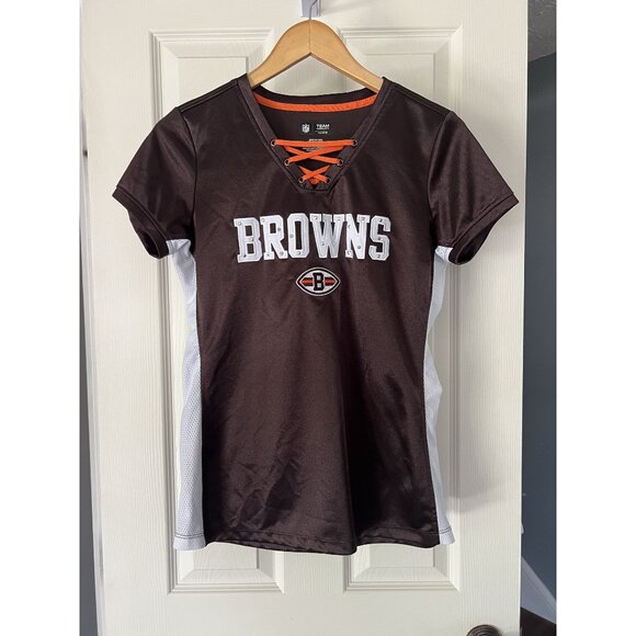 NFL Cleveland Browns Lace Up T-Shirt Women’s Medium | Team Apparel Fan Jersey To - Picture 1 of 6